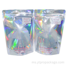 Beg Sokongan kunci Hologram Mylar Zip